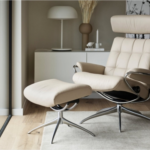 Крісло -реклайнер пуфом Stressless® London Adjustable Headrest