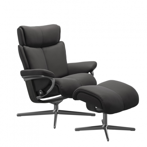 Кресло-реклайнер с пуфом Stressless Magic(M) Cross